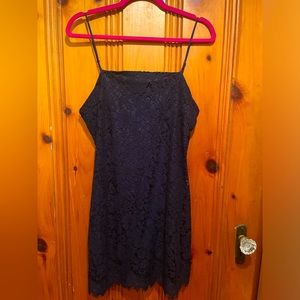 NWT dark blue lace mini dress, size L